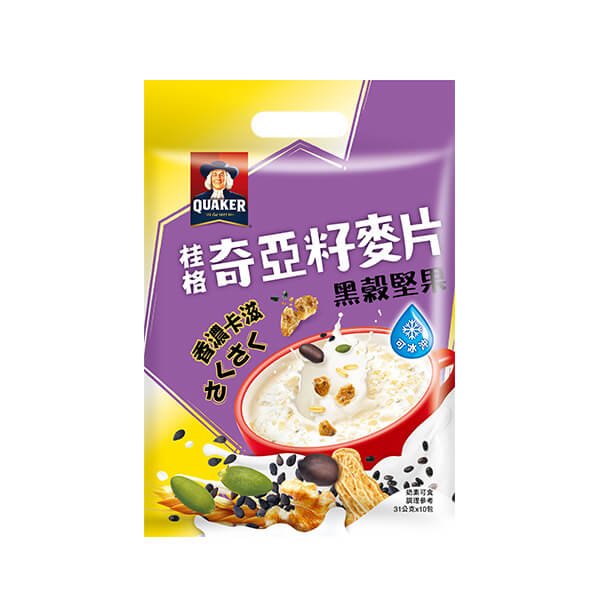 桂格奇亞籽麥片-黑穀堅果共10包(素食可) 4 桂格奇亞籽麥片-黑穀堅果共10包(素食可)