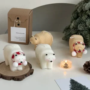 聖誕節交換禮物推薦-聖誕氛圍北極熊🐻‍❄️造型蠟燭
